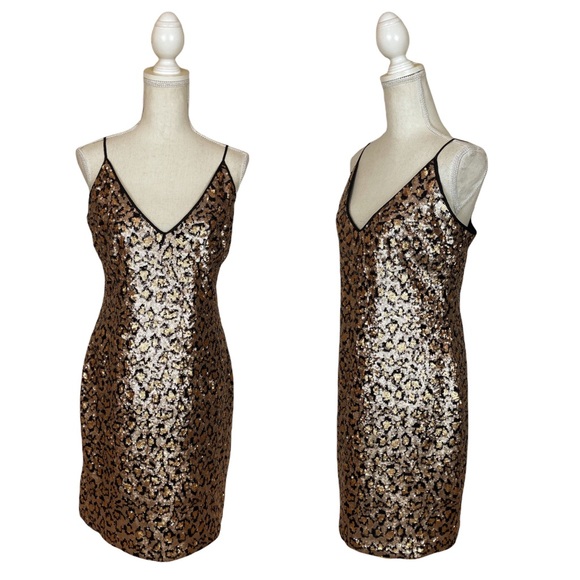 BB DAKOTA Leopard Sequin Cocktail Dress Sleeveless Party Dress Size 6 NWT - Picture 4 of 10